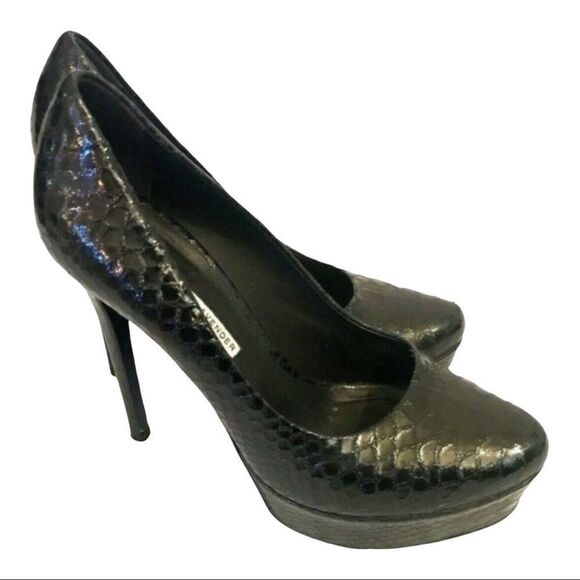 Vera Wang Heels High Lavender Black Reptile - Picture 1 of 8